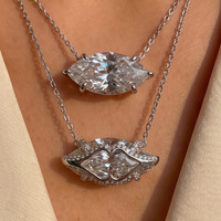 Collier solitaire grande taille pour femme, taille marquise, haute brillance, avec pendentif en zircone cubique 5A, design double face audacieux