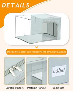 KUYUE Faltbare blaue Kleidung Organizer Kleidung Lagerplätze, stapelbare Regal Taschen Boxen, Schrank Organizer und Aufbewahrung metall - Product Image 4