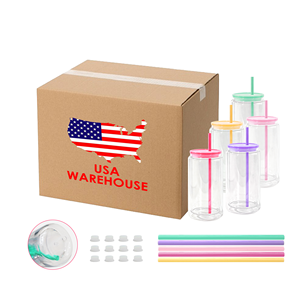 Gobelet en plastique transparent à double paroi de 16 oz, type globe à neige, avec couvercle en plastique coloré pour DIY, vente en gros US RTS - Product Image 1