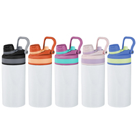 Nouvelle arrivée, bouteille d'eau de sport pour enfants en acier inoxydable 304 de 12 oz, sublimation sous vide, avec poignée et couvercles colorés