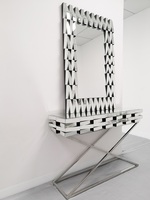 Console de miroir avec base en acier inoxydable, ensemble avec miroir mural pour la maison et le salon, 12 pièces