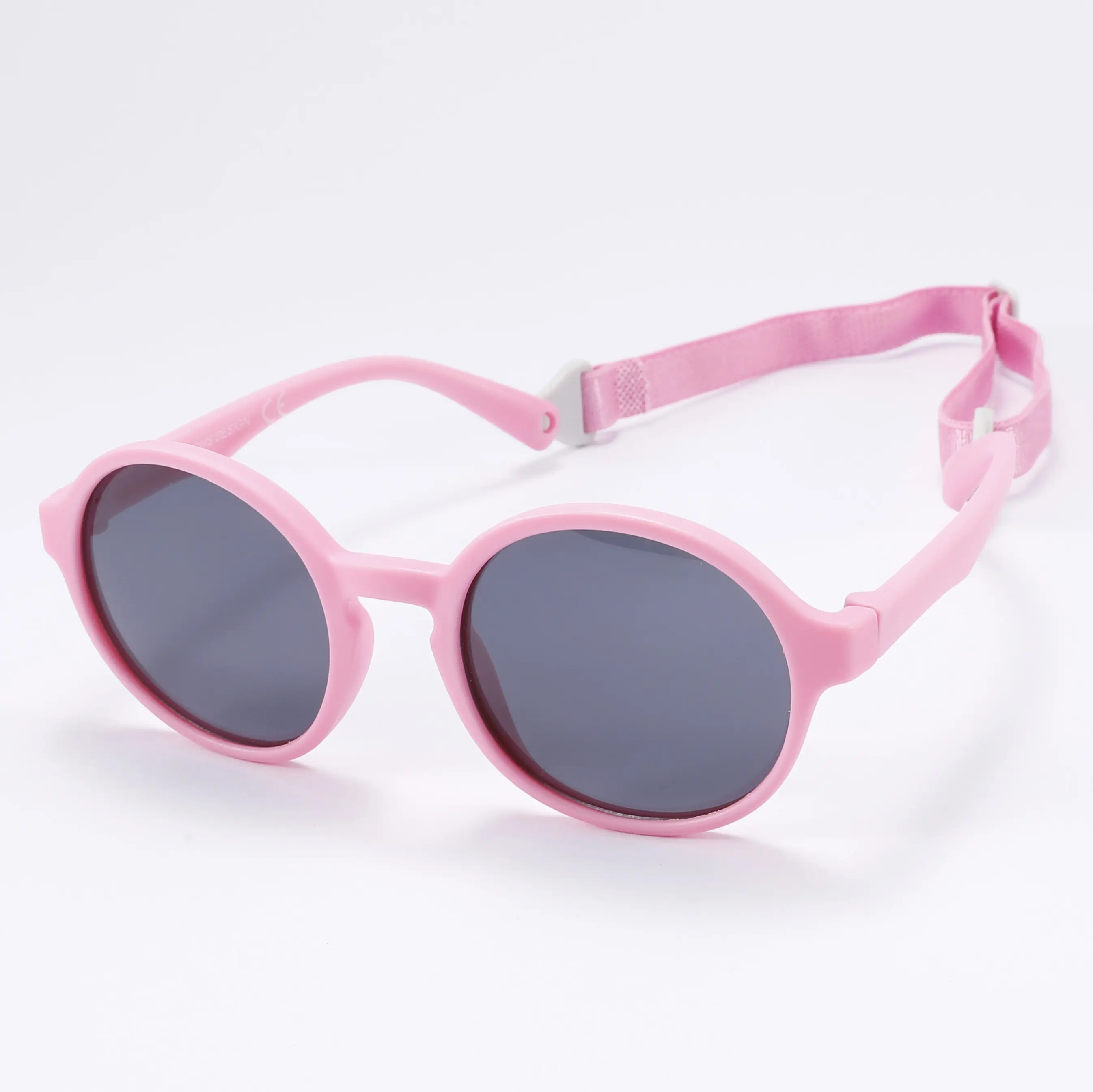 Fashion Safety Uv400 Soft Flexible Rubber Round Frame Polarized Kids Sun Glasses Little Girls Toddler Baby Sunglasses With Strap