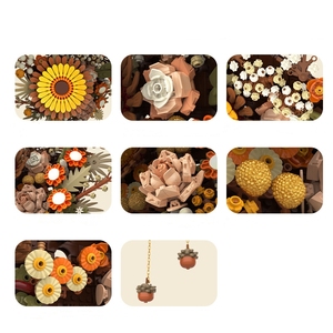 JK2511 松ぼっくりローズ ウォールハンギング フラワーアレンジメント クリエイティブデコレーション 組み立てブロック プラスチックおもちゃ 女の子 男の子向けギフト - Product Image 4