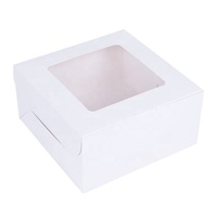 Boîte à pâtisserie carrée en papier kraft brun naturel en gros avec fenêtre transparente, imprimée offset, pour gâteaux d'anniversaire à emporter