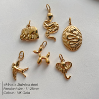 EManco Breloques et pendentifs en acier inoxydable plaqué or, motifs animaux (serpent, éléphant, chien ballon, oiseau), avec anneaux de jonction, pour la création de bijoux DIY