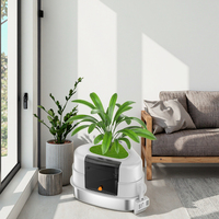 Litière pour chat intelligente en acier inoxydable avec esthétique écologique et plantes pour le contrôle des odeurs et un nettoyage facile, capacité de 53 L
