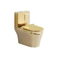 WC monobloc moderne et élégant en porcelaine blanche, à double chasse, à siphon, à poser au sol, design ligne bleue, siphon en P