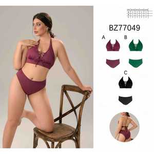Costume da bagno due pezzi sexy taglie forti con controllo pancia, modello conservativo BZ77049 - Product Image 1