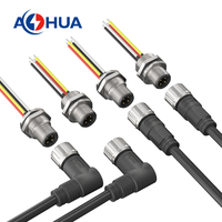 Connecteur de câble métallique M12 2~12 broches mâle-femelle, fil à fil/panneau, prise électrique IP67, connecteur LED