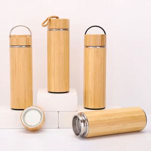 50pcs Small Quantity Custom Engrave LOGO 450ml Bamboo Stainless Steel Vacuum Insulated <b>Thermo</b> <b>Bottle</b> - Product Image 2