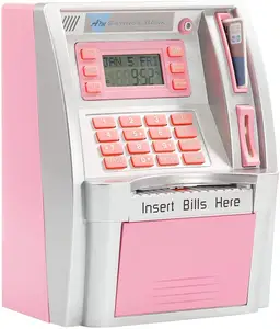 뜨거운 아마존 전자 돼지 저금통 ATM 미니 돈 상자 안전 암호 씹는 동전 현금 예금 기계 선물 어린이 장난감
