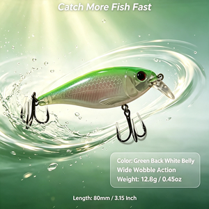 Señuelo de Pesca de Agua Media, Color Rosa Blanco, 80 mm, 12.8 g, Hundimiento Lento, para Pesca en Aguas Profundas, con Anzuelos Triples - Product Image 2
