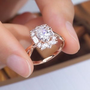 แหวนเพชรทรงรี CVD ขนาด 2.05 กะรัต สี D ความสะอาด VS1 รุ่น MSR-1364 ทอง 14K แบบสั่งทำพิเศษ - Product Image 3