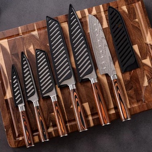 Couteau de cuisine en acier inoxydable à haute teneur en carbone, motif Damas, couteau de chef, ensemble de couteaux de cuisine professionnels avec manche en bois Pakka - Product Image 1