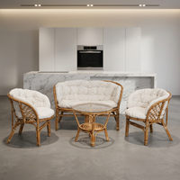 Ensemble de salon en rotin Bahama Skin Living, canapé et fauteuil confortables avec table basse, meubles élégants et durables tissés à la main pour l'intérieur
