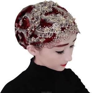 Islamic women's Muslim headscarf, headwrap, scarf, <b>hat</b> with wide forehead band, breathable, eco-friendly lace inner cap - Product Image 2