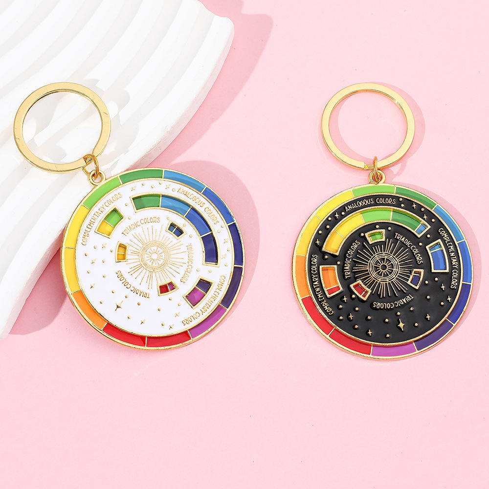 Creative Colorful Puzzle Wheel Keychain Fashion Alloy Color Car