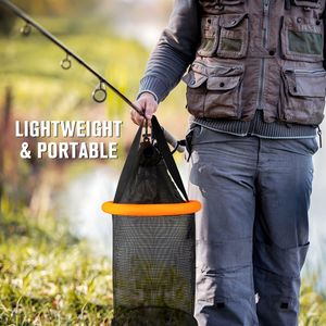 Promotion Dovesun <span class=keywords><strong>Panier</strong></span> de pêche flottant pliable en nylon enduit, filet de capture portable 5/10 Gallons pour écrevisses et poissons-nains - Product Image 6