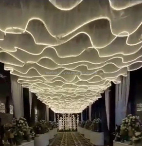 Cortinas de Tela en Forma de S para Decoración de <span class=keywords><strong>Bodas</strong></span> de Fantasía, Cortinas de Gasa con Forma de S, Cortinas Colgantes de Techo con Luces LED - Product Image 1