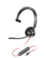 Headset Poly Plantronics Blackwire 3310 M USB-C Berkabel Satu Telinga dengan Mikrofon Boom Koneksi USB-C