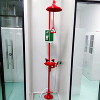 Station de douche d'urgence et de rinçage oculaire de laboratoire combinée à double buse verticale, en acier inoxydable 304, mobilier de laboratoire