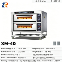 Horno de Infrarrojos Lejanos de Acero Inoxidable, Tipo Instrumento, de 2 Niveles y 4 Bandejas, con Termostato Automático y Lámpara Interior, para Panadería, Pizzería y Pastelería