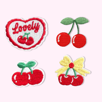 Badges et patchs brodés personnalisés à motif cerise, tissés, entièrement brodés, thermocollants pour chapeaux et vêtements – Vente chaude