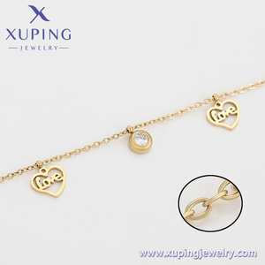 T000753258 Joyería XUPING, <span class=keywords><strong>Tobillera</strong></span> de Acero Inoxidable Trenzado Dorado, Estilo Simple y Lujoso, Color Oro 14K - Product Image 3