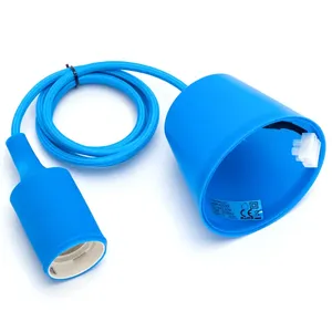 Portalámparas E27 de plástico, cable 2 x 0,75 mm, longitud 1 m, color azul, ideal para iluminación doméstica y proyectos. - Product Image 1