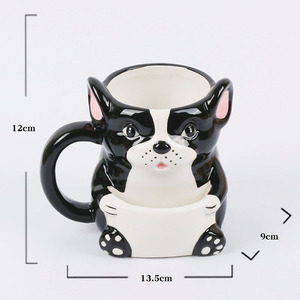 Taza 3d <span class=keywords><strong>de</strong></span> cerámica para café, té, leche, animal, con forma <span class=keywords><strong>de</strong></span> perro, Linda pintura a mano, con galleta - Product Image 2