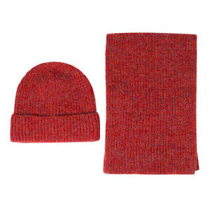 Bonnet d'hiver en tricot chaud pour femmes Bonnet pour hommes par temps froid Bonnet et <span class=keywords><strong>gant</strong></span> de couleur unie Ensemble bonnet cache-cou Ensemble deux pièces - Product Image 1