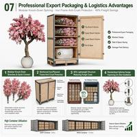 Pohon Bunga Sakura Buatan Warna Pink Besar dari Sutra dengan Batang Fiberglass untuk Dekorasi Acara Pernikahan Luar Ruangan