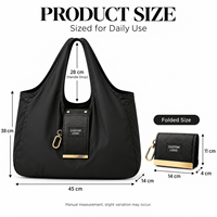 Sac fourre-tout pliable personnalisé avec pochette de rangement, léger, réutilisable, pour le shopping et les voyages, sac fourre-tout écologique et pliable