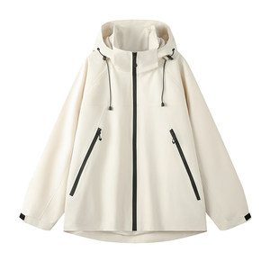 Unisex Solid Color Hooded Windbreaker Jacket With Inner Liner Winter Workwear - Product Image 4