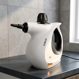 Nettoyeur Vapeur Électrique Portable Compact en Plastique pour Usage Domestique avec Indicateur de Niveau de Remplissage Max, Corps Blanc, Buse Noire - Product Image 1