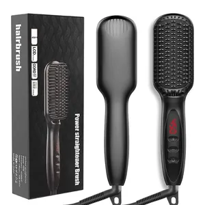 <span class=keywords><strong>Brosse</strong></span> <span class=keywords><strong>lissante</strong></span> et peigne à friser en céramique tourmaline <span class=keywords><strong>pour</strong></span> hommes, peigne multifonctionnel <span class=keywords><strong>pour</strong></span> le coiffage et le lissage de la <span class=keywords><strong>barbe</strong></span> - Product Image 1