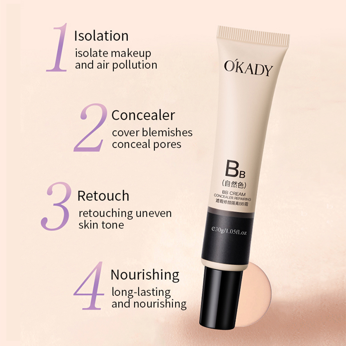 Dapat Disesuaikan Label Pribadi Pelembab Dicat Foundation Mineral Concealer Nuansa BB Cream