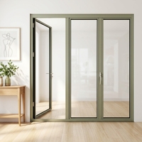 Porte pliante en aluminium soudée sans joint avec quincaillerie allemande, porte pliante en aluminium