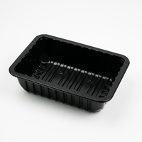 Wegwerp Grote Zwarte Bak Pp Food Grade Materiaal Blister Plastic Verpakking Lade Vlees Fruit Salade Bevroren Voedsel Container
