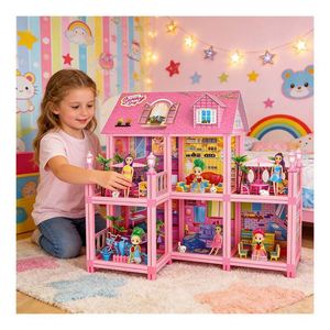 Grande maison de poupée pour enfants avec chambre, cuisine, salle de bain, meubles, jeu d'imitation, cadeau pour enfants - Product Image 6