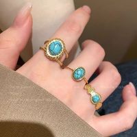 Bague ouverte turquoise tendance pour femme, bijou de luxe léger en alliage de haute qualité