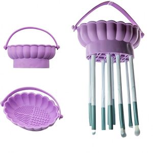 Hot Selling Silicone Makeup Brush Cleaning Bowl with Storage Rack and Drying <b>Tool</b> Set Organizer - Product Image 1