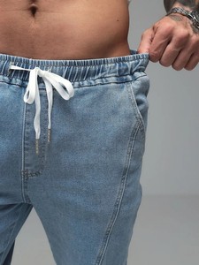 Nuovi <span class=keywords><strong>Jeans</strong></span> da <span class=keywords><strong>Uomo</strong></span> in Denim Ecologico Stile Americano, Gamba Dritta Larga <span class=keywords><strong>con</strong></span> Vita Regolabile, Tendenza High Street - Product Image 5