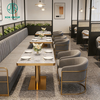 Table carrée en pierre frittée de luxe léger, très demandée, avec assise en cuir pour restaurant rapide, hamburgerie, café et stand de restauration
