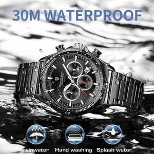 Reloj de Pulsera de Cuarzo para Hombre, Deportivo, Elegante, con Correa de Acero, Resistente al Agua 3BAR, Luminoso, con Calendario y Manecillas - Product Image 4