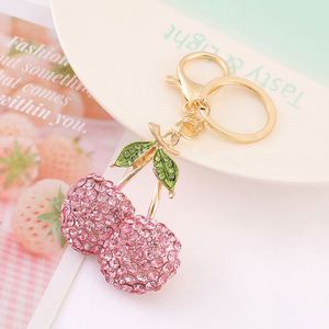 Hot Cute Glitter Cherry with Leaves <b>Crystal</b> Bling <b>Key</b> Chains Charms <b>Key</b> <b>Ring</b> Rhinestones Pendant Handbag Charm Food Keychain - Product Image 6