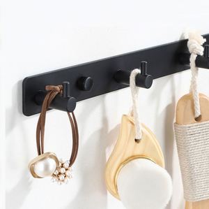 Bedroom Waterproof Key Wall Mounted Hanger Slat Shelf Rack Multifunction Stainless Steel Black 5 <b>Hooks</b> Door Coat <b>Hook</b> <b>Rails</b> for - Product Image 3