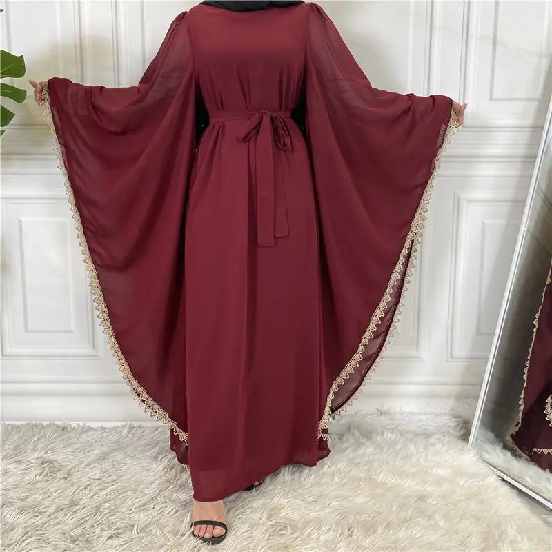 Women Kaftan Robe Abayas Dubai Femme Dress Turkey Chiffon Muslim Fashion Hijab Dress Bangladesh Islam Clothing Prayer Dress