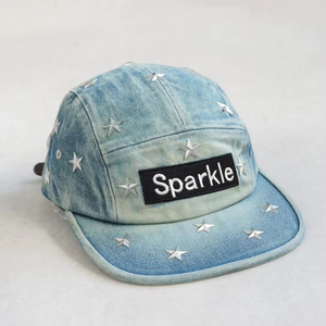 Casquette de baseball vintage en jean <span class=keywords><strong>d</strong></span>élavé à <span class=keywords><strong>5</strong></span> panneaux, ornée de strass personnalisés, à visière plate, ajustable, pour hommes et femmes - Product Image 3