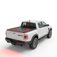 Couverture de benne rigide rétractable en aluminium de qualité supérieure, étanche, pour camionnette, avec feux arrière LED, noir mat